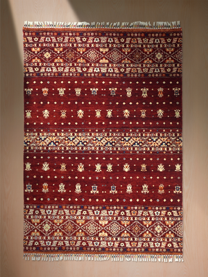 Rovik Hand-Knotted Wool & Bamboo Silk Persian Rug - Burgundy
