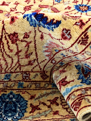 Selra Hand-Knotted Wool & Bamboo Silk Persian Rug - Sand