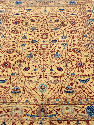 Selra Hand-Knotted Wool & Bamboo Silk Persian Rug - Sand
