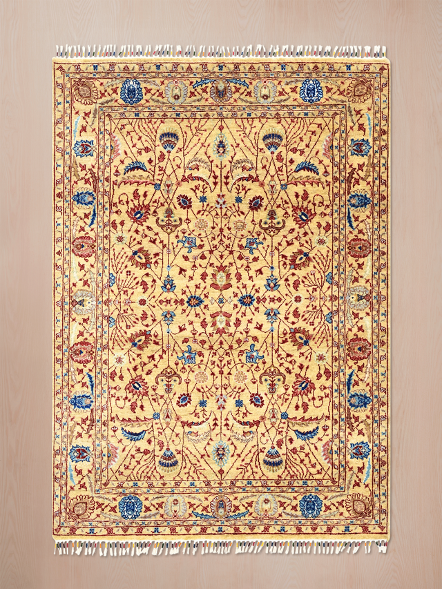 Selra Hand-Knotted Wool & Bamboo Silk Rug - Sand
