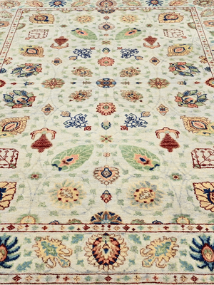Selra Hand-Knotted Wool & Bamboo Silk Persian Rug - Grey