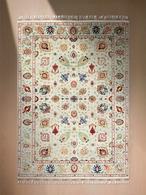 Selra Hand-Knotted Wool & Bamboo Silk Persian Rug - Grey