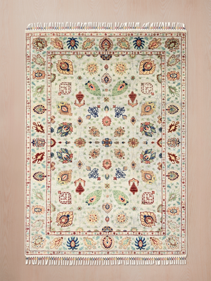 Selra Hand-Knotted Wool & Bamboo Silk Persian Rug - Grey