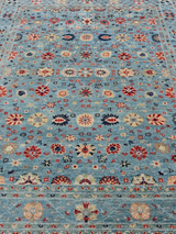 Selra Hand-Knotted Wool & Bamboo Silk Rug - Blue