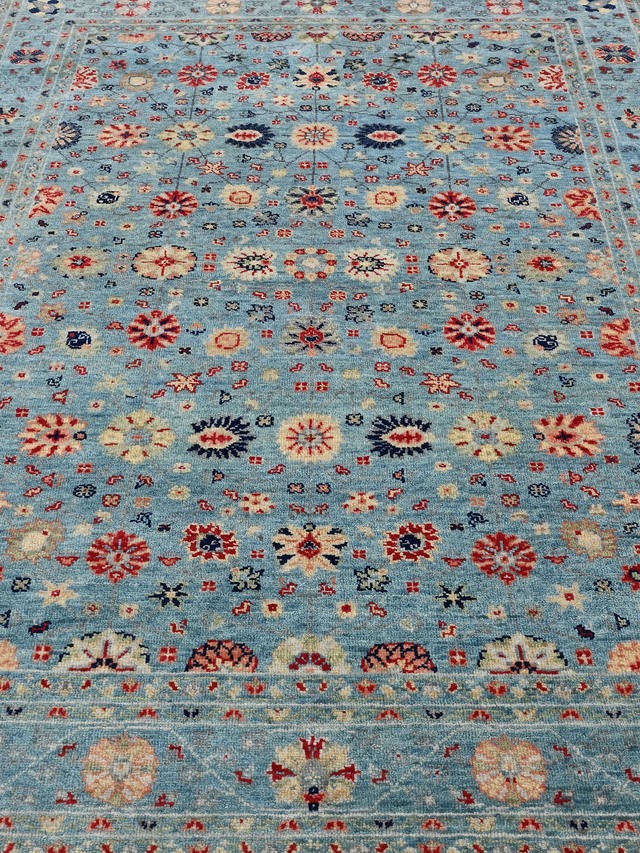 Selra Hand-Knotted Wool & Bamboo Silk Rug - Blue