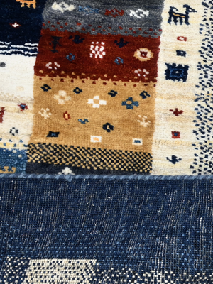 Bavar Hand-Knotted Wool Rug – Multi (Blue Ground)