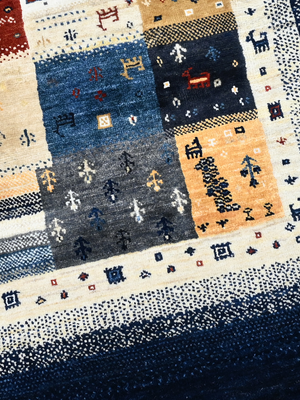 Bavar Hand-Knotted Wool Rug – Multi (Blue Ground)
