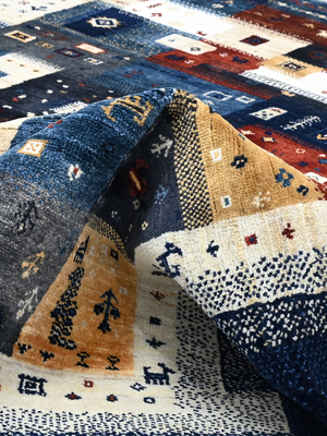 Bavar Hand-Knotted Wool Rug – Multi (Blue Ground)