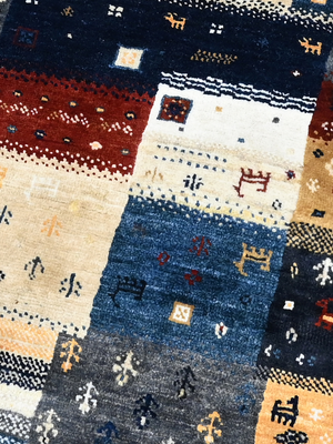 Bavar Hand-Knotted Wool Rug – Multi (Blue Ground)