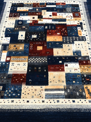Bavar Hand-Knotted Wool Rug – Multi (Blue Ground)