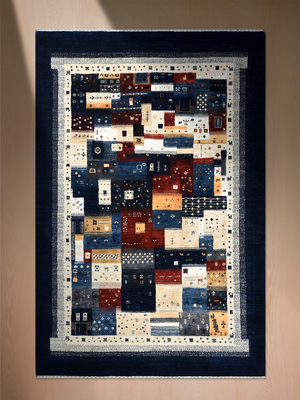 Bavar Hand-Knotted Wool Rug – Multi (Blue Ground)