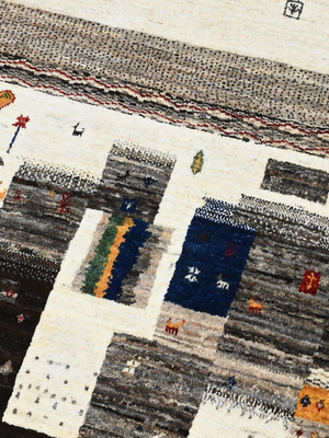 Selim Hand-Knotted Wool Rug – Multi (Blue & Charcoal)