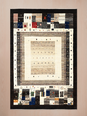 Selim Hand-Knotted Wool Rug – Multi (Blue & Charcoal)