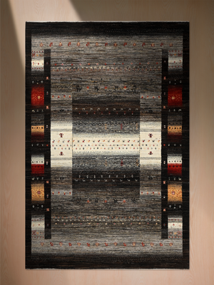 Ghalam Hand-Knotted Wool Rug – Black