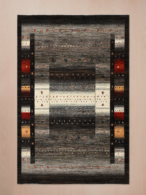 Ghalam Hand-Knotted Wool Rug – Black
