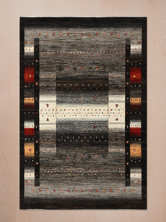 Ghalam Hand-Knotted Wool Rug – Black