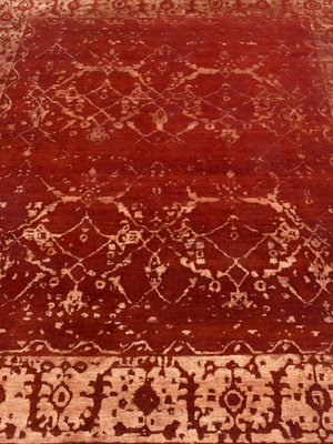 Alven Hand-knotted Wool & Bamboo Silk Rug - Red