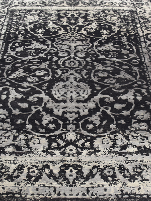 Mavik Hand-knotted Wool & Bamboo Silk Rug - Charcoal