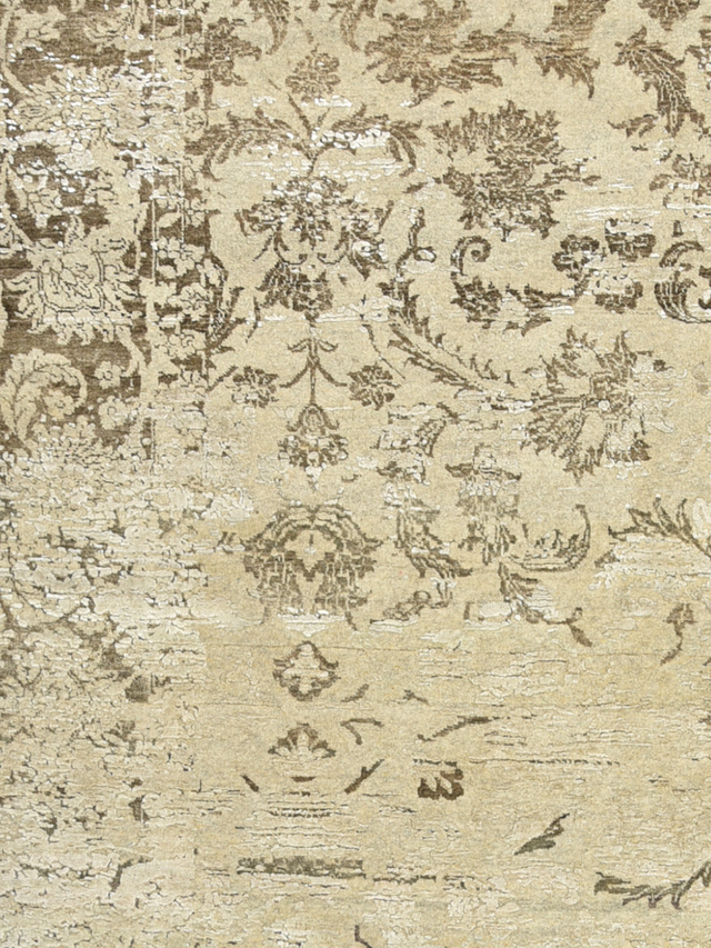 Parin Wool & Bamboo Silk Hand-Knotted Rug - Khaki