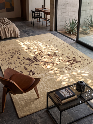 Qavi Wool & Bamboo Silk Hand-Knotted Rug - Khaki