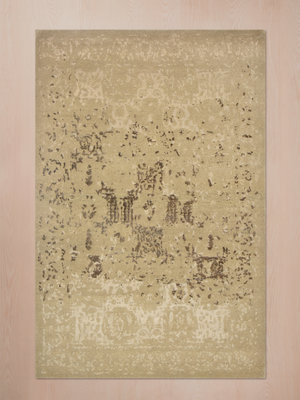 Qavi Wool & Bamboo Silk Hand-Knotted Rug - Khaki