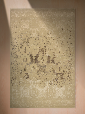 Qavi Wool & Bamboo Silk Hand-Knotted Rug - Khaki