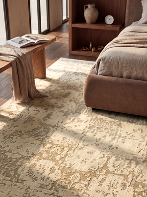 Qavi Wool & Bamboo Silk Hand-Knotted Rug - Beige