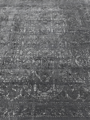 Veyra Hand-knotted Wool & Bamboo Silk Rug - Charcoal