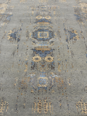 Ossian Hand-knotted Wool & Bamboo Silk Rug - Grey