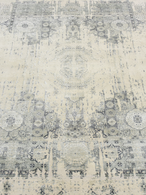 Toor Wool & Bamboo Silk Hand-Knotted Rug - Khaki