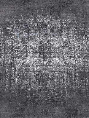 Ruvan Hand-knotted Wool & Bamboo Silk Rug - Charcoal