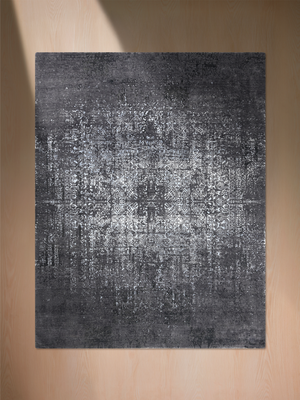 Ruvan Hand-knotted Wool & Bamboo Silk Rug - Charcoal