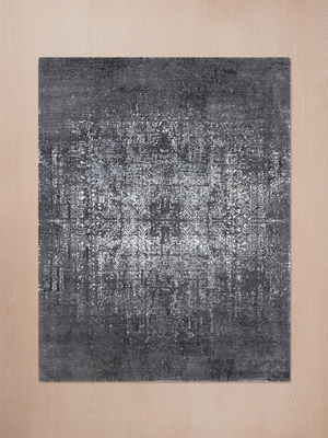Ruvan Hand-knotted Wool & Bamboo Silk Rug - Charcoal