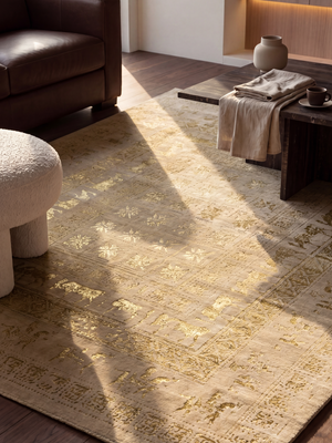 Umar Wool & Bamboo Silk Hand-Knotted Rug - Beige