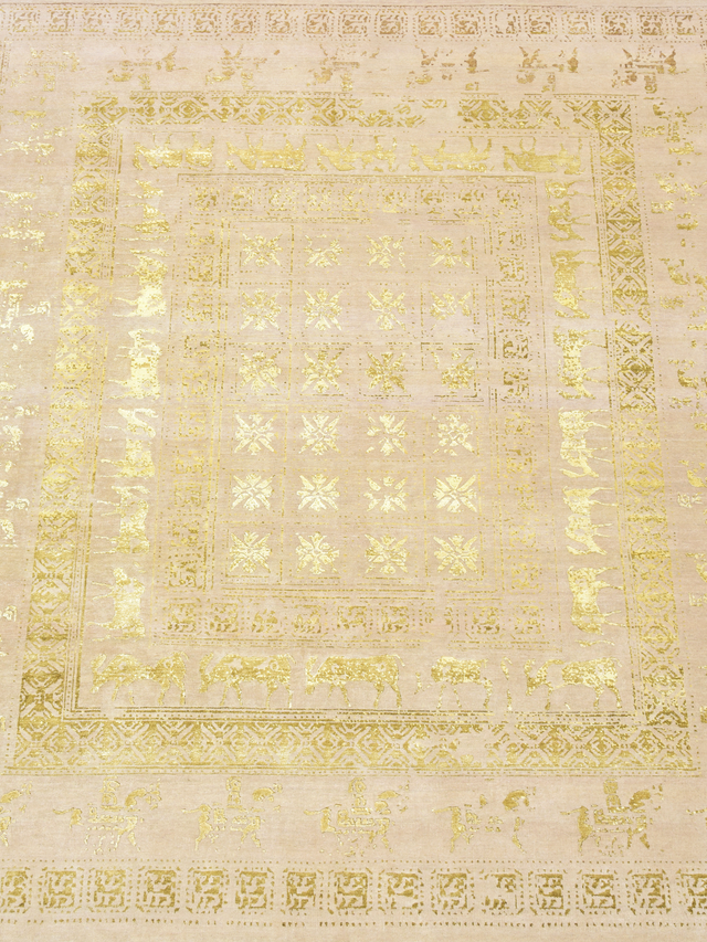 Umar Wool & Bamboo Silk Hand-Knotted Rug - Beige