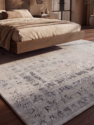 Umar Wool & Bamboo Silk Hand-Knotted Rug - Grey