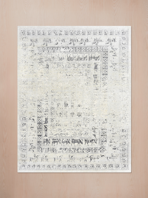 Umar Wool & Bamboo Silk Hand-Knotted Rug - Grey