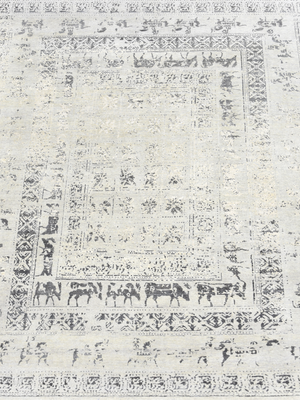 Umar Wool & Bamboo Silk Hand-Knotted Rug - Grey