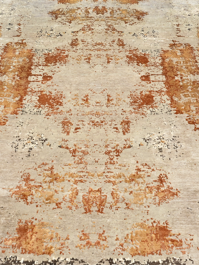 Caelis Hand-Knotted Wool & Bamboo Silk Rug - Rust