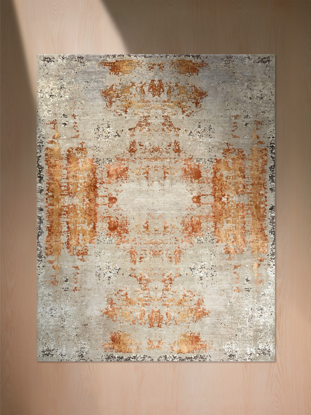 Caelis Hand-Knotted Wool & Bamboo Silk Rug - Rust