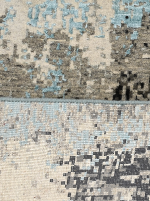 Arven Hand-Knotted Wool & Bamboo Silk Abstract Rug - Grey