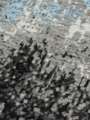 Arven Hand-Knotted Wool & Bamboo Silk Abstract Rug - Grey