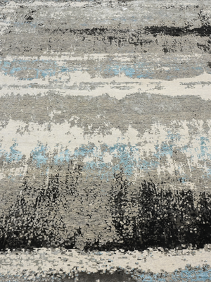 Arven Hand-Knotted Wool & Bamboo Silk Abstract Rug - Grey