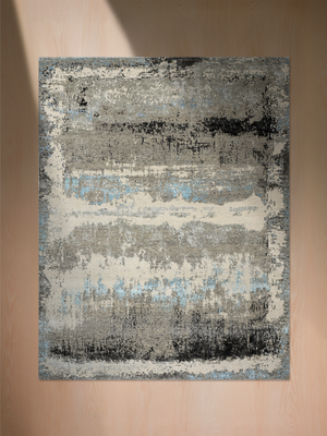 Arven Hand-Knotted Wool & Bamboo Silk Abstract Rug - Grey
