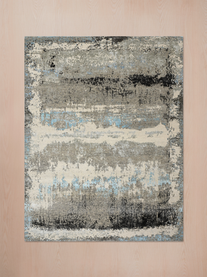 Arven Hand-Knotted Wool & Bamboo Silk Abstract Rug - Grey