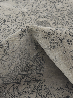 Voran Hand-knotted Wool & Bamboo Silk Rug - Charcoal