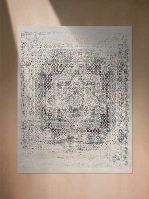 Mezra Hand-knotted Wool & Bamboo Silk Rug - Charcoal