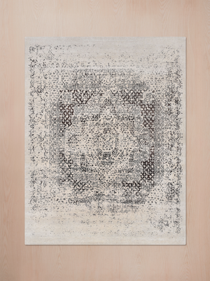 Mezra Hand-knotted Wool & Bamboo Silk Rug - Charcoal