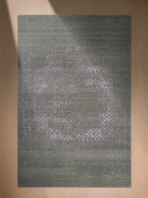 Veska Hand-knotted Wool & Bamboo Silk Rug - Charcoal