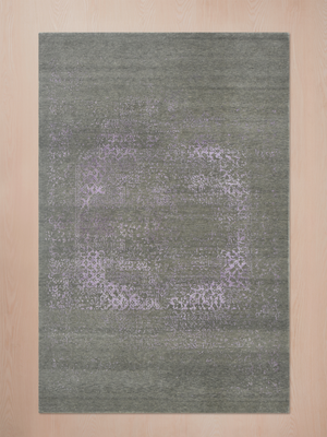 Veska Hand-knotted Wool & Bamboo Silk Rug - Charcoal